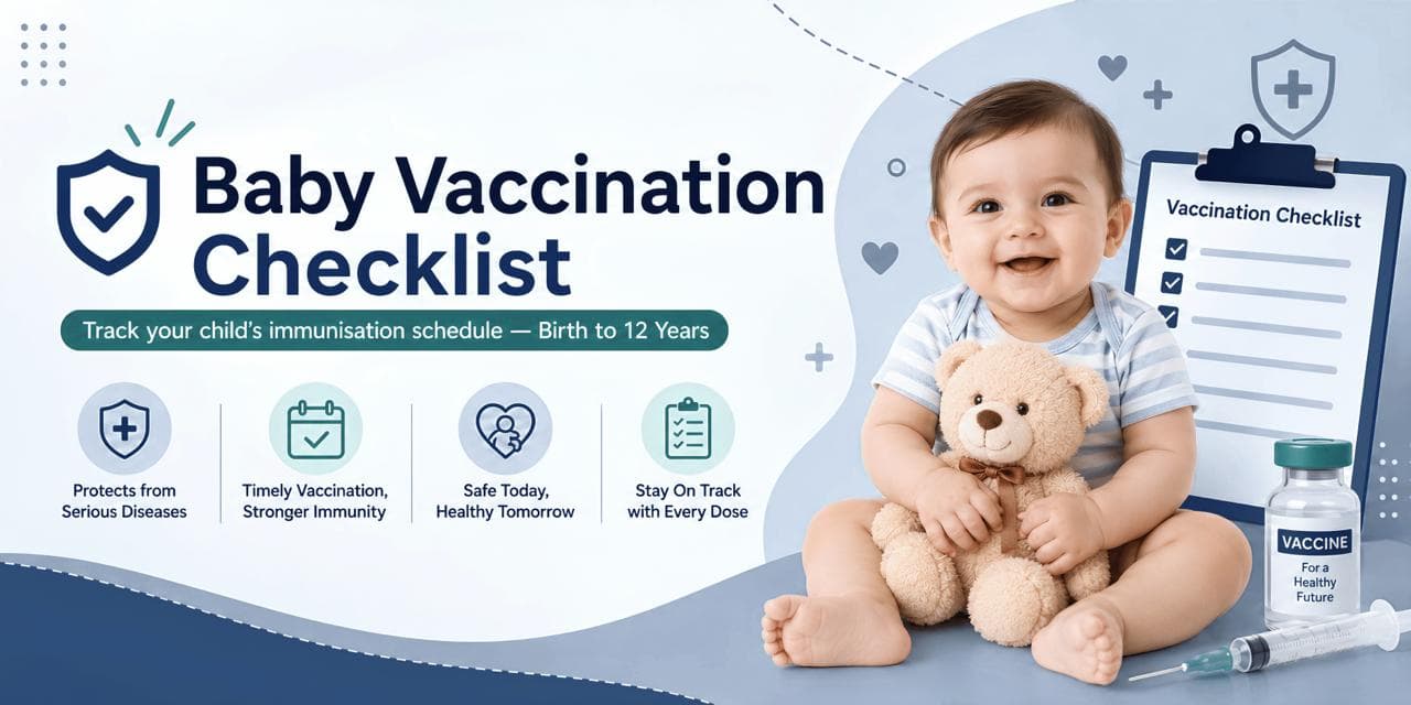 Baby vaccination checklist — track immunisation from birth to 12 years